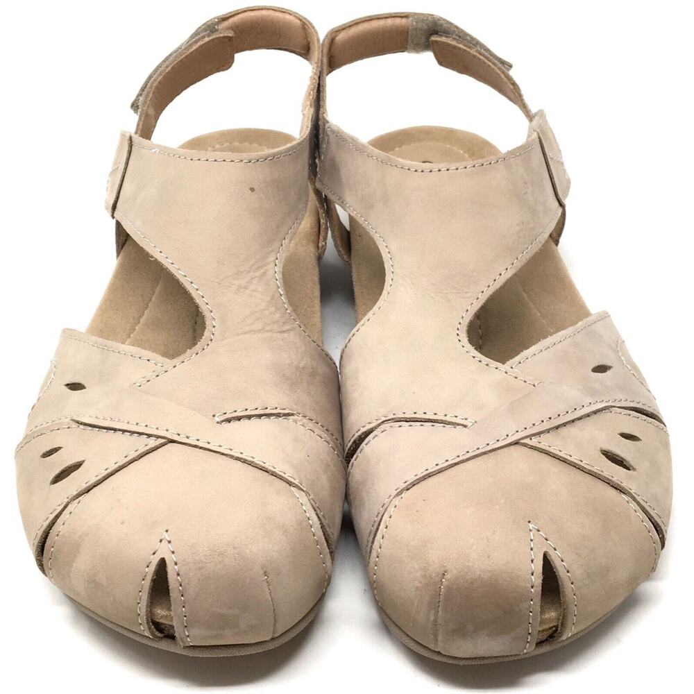 Earth Birdine Women's Neutral Taupe Leather Closed-Toe Slingback Sandal, 9M - Picture 4 of 8